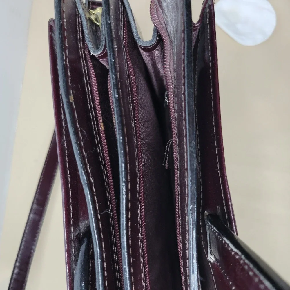 Vintage Mallard Classic Burgundy Leather Portfolio Attache Bag Top Handle Strap